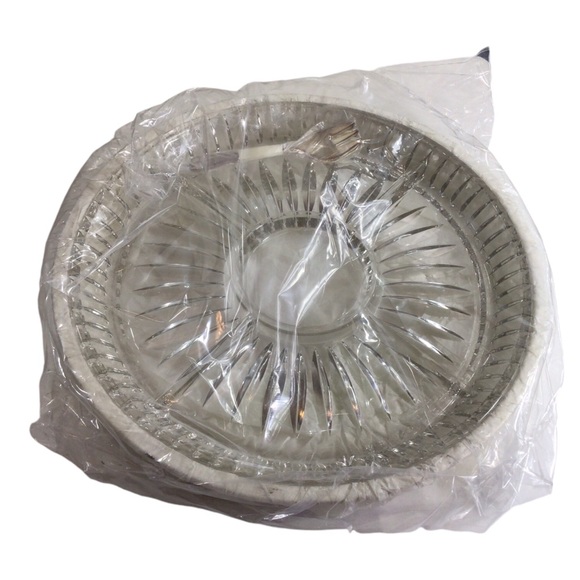 Vintage Regal Silver Plated & Crystal Glass 5 Section Relish Dish w/2 Forks - Picture 2 of 4